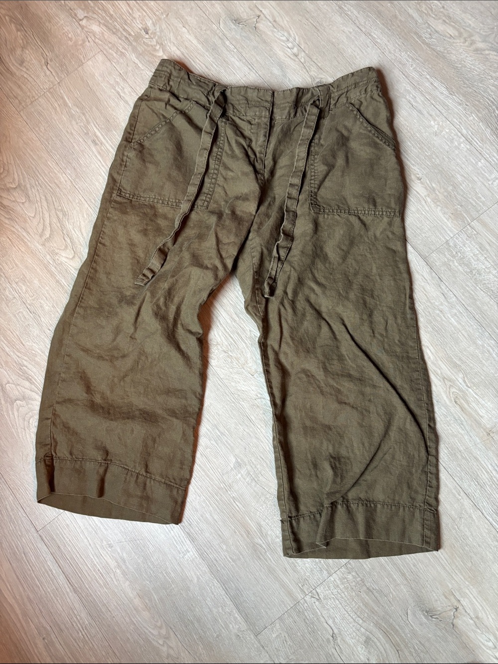Old Navy Olive Green Women's Cropped Utility Capris Linen
